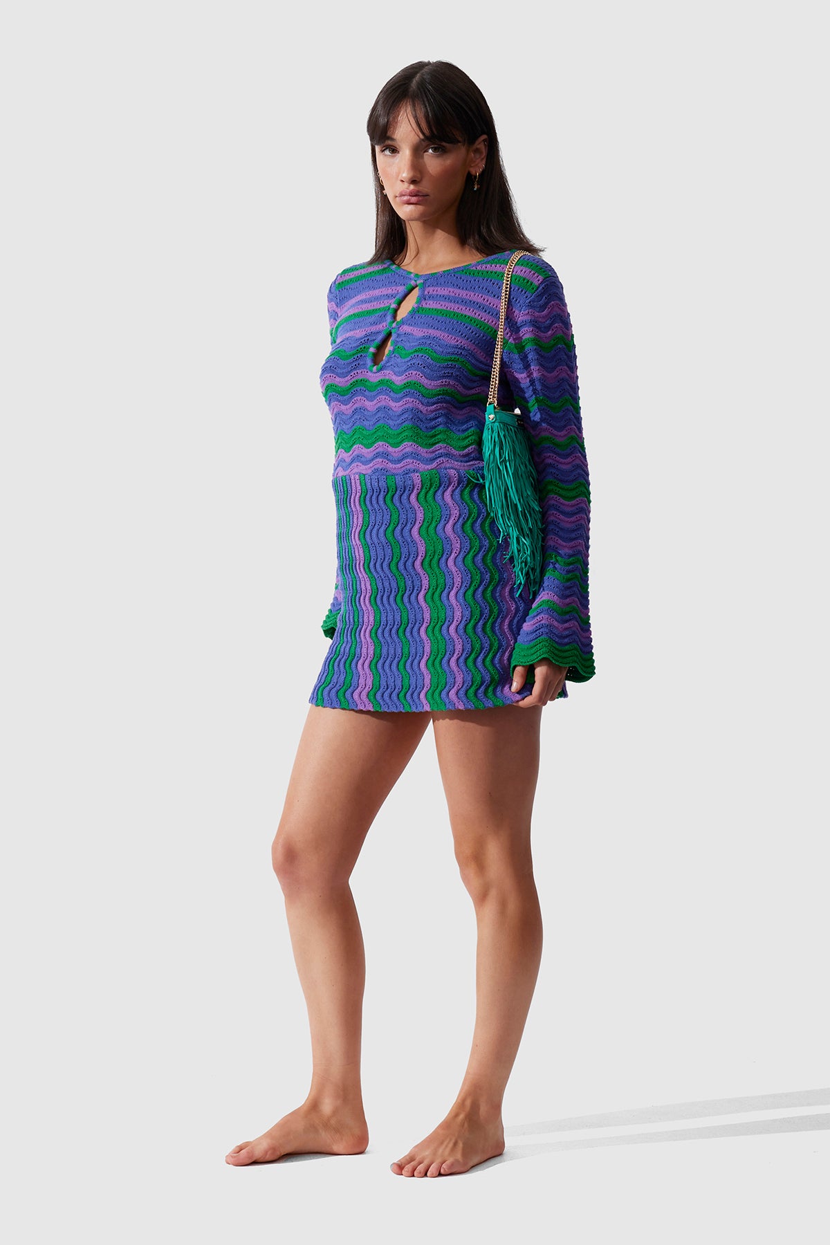 Lucid Knit Mini Dress - Aqua Stripe