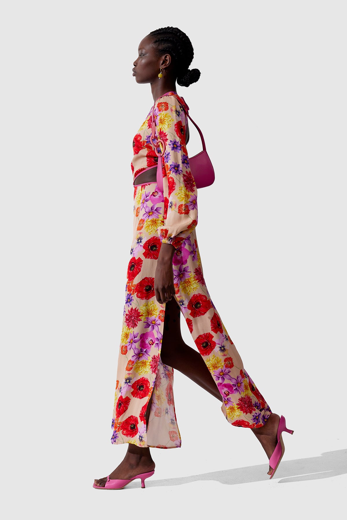 Orella Cut Out Maxi Dress - Blooms Creme